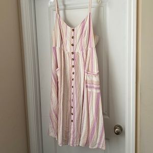 Striped, sundress with straps and pockets